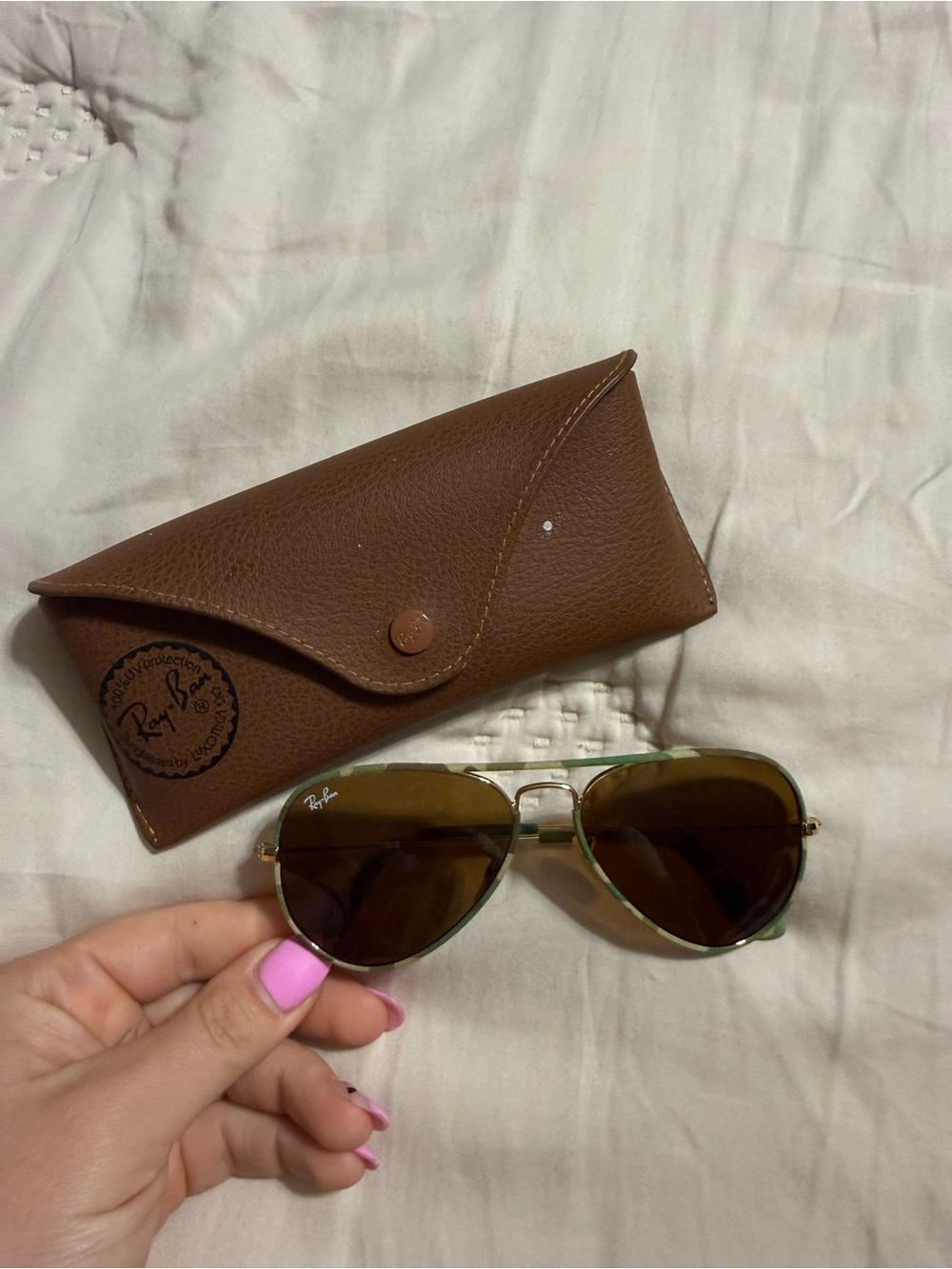 Youth Ray-Ban Aviator Sunglasses Gold Frame with Brown Lenses Camo print